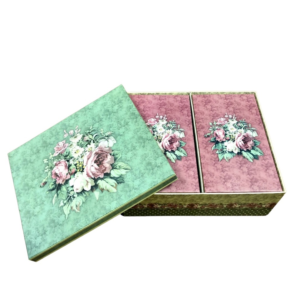 Victorian Rose Decorative Storage Box with Two Shoe/Memory Nesting Boxes